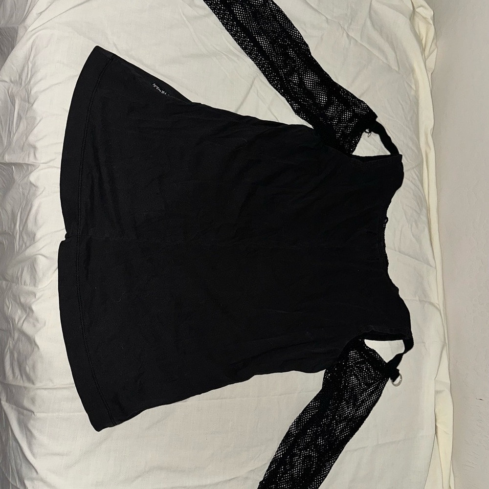 Tripp NYC Black Top with Mesh Sleeves & Front Zipper Design - Picture 8 of 16